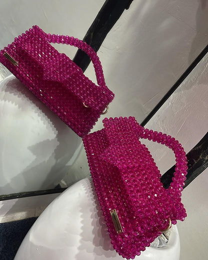 Luxury Handmade fern green crystal beaded purse bag - JACQUEMUS