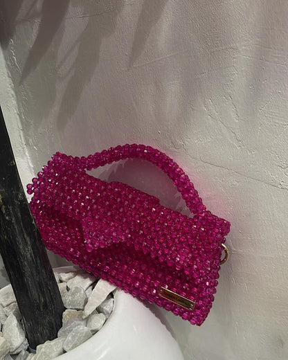 Luxury Handmade fern green crystal beaded purse bag - JACQUEMUS