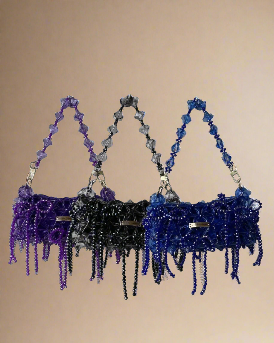 Luxury Handmade crystal beaded purse bag - WildFlower Green