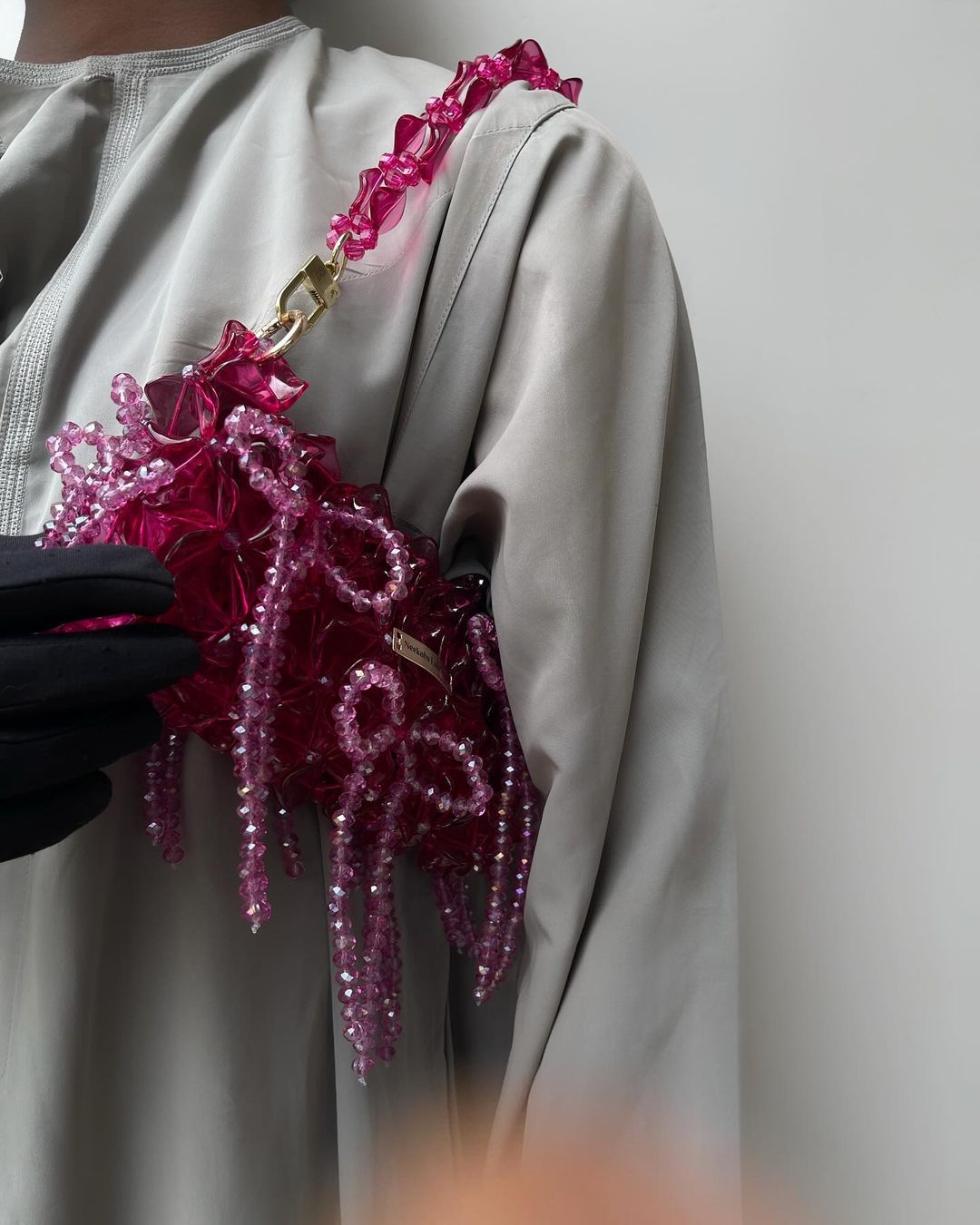 Luxury Handmade crystal beaded purse bag - WildFlower Green