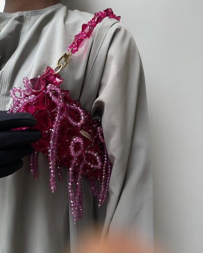 Luxury Handmade crystal beaded purse bag - WildFlower Green