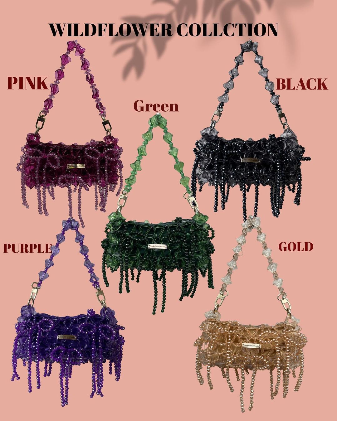 Luxury Handmade crystal beaded purse bag - WildFlower Green