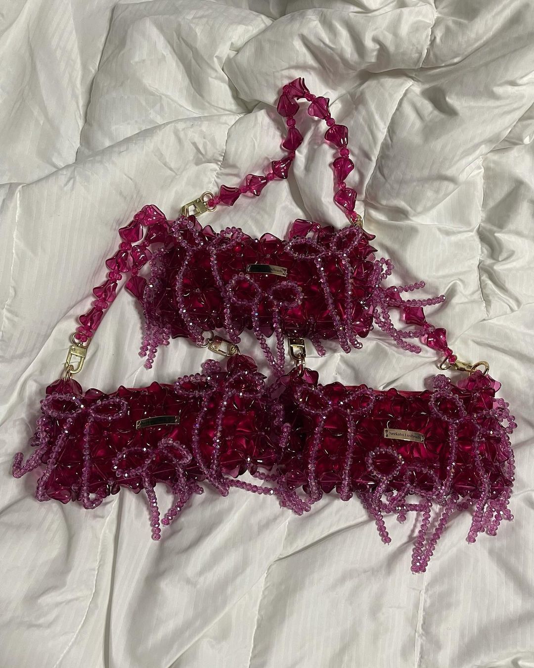 Luxury Handmade crystal beaded purse bag - WildFlower Green