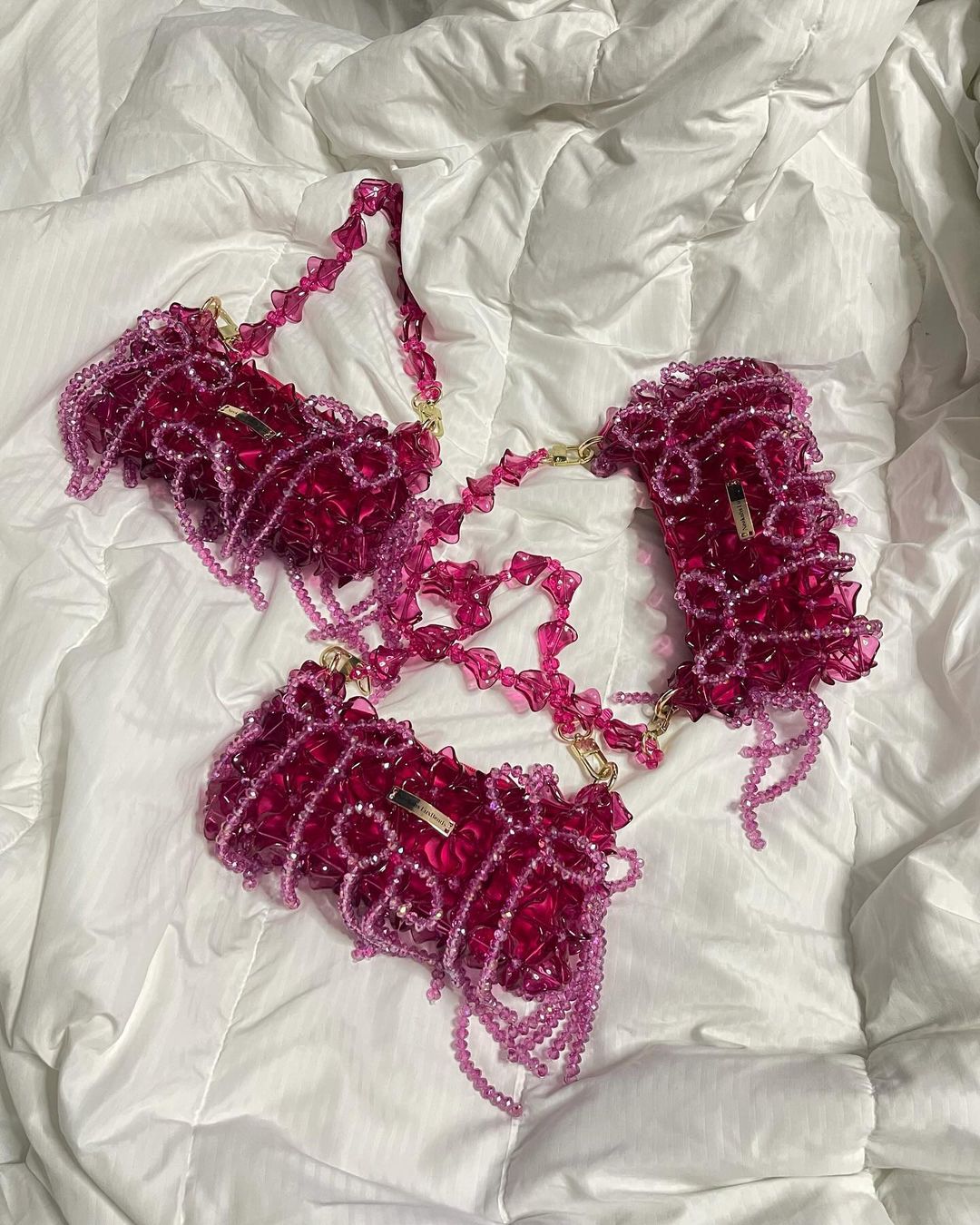 Luxury Handmade crystal beaded purse bag - WildFlower Green