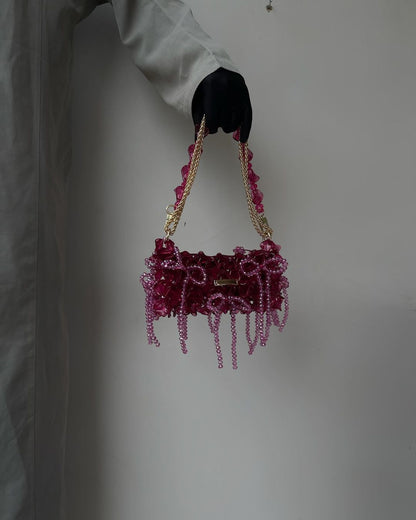 Luxury Handmade crystal beaded purse bag - WildFlower Green