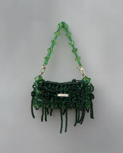 Luxury Handmade crystal beaded purse bag - WildFlower Green