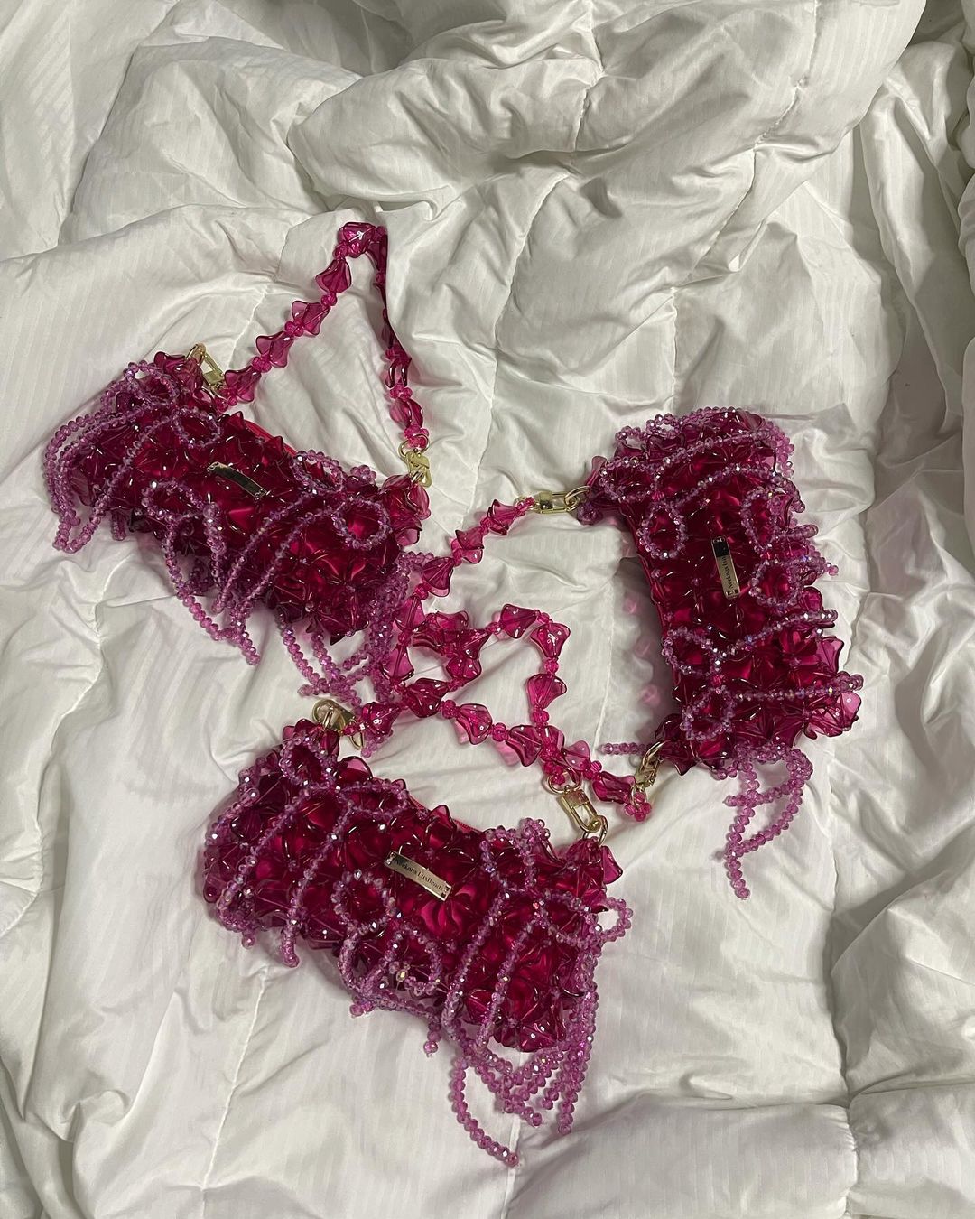 Luxury Handmade crystal beaded purse bag - WildFlower Green