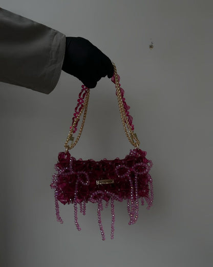 Luxury Handmade crystal beaded purse bag - WildFlower Green