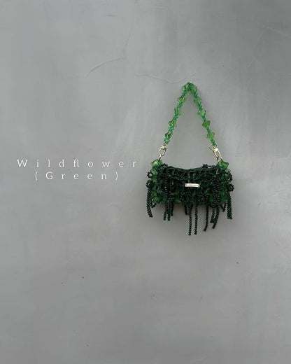 Luxury Handmade crystal beaded purse bag - WildFlower Green