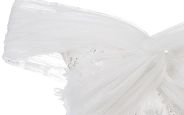 Spot Wardrobes by Chen Elegant White Embroidered applique  wedding Dress-Swiss