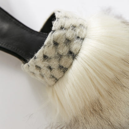 B-FEI flat furry women's slippers-ROCK.