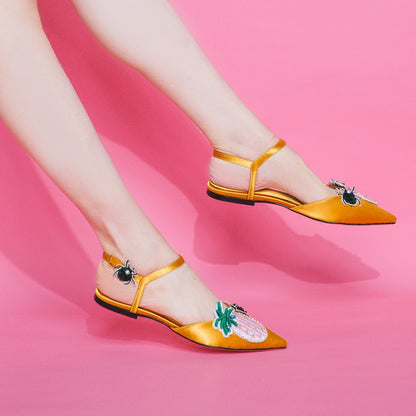 B-FEI pineapple summer pointed-toe flat sandals-RUTH.