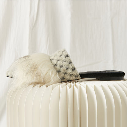 B-FEI flat furry women's slippers-ROCK.