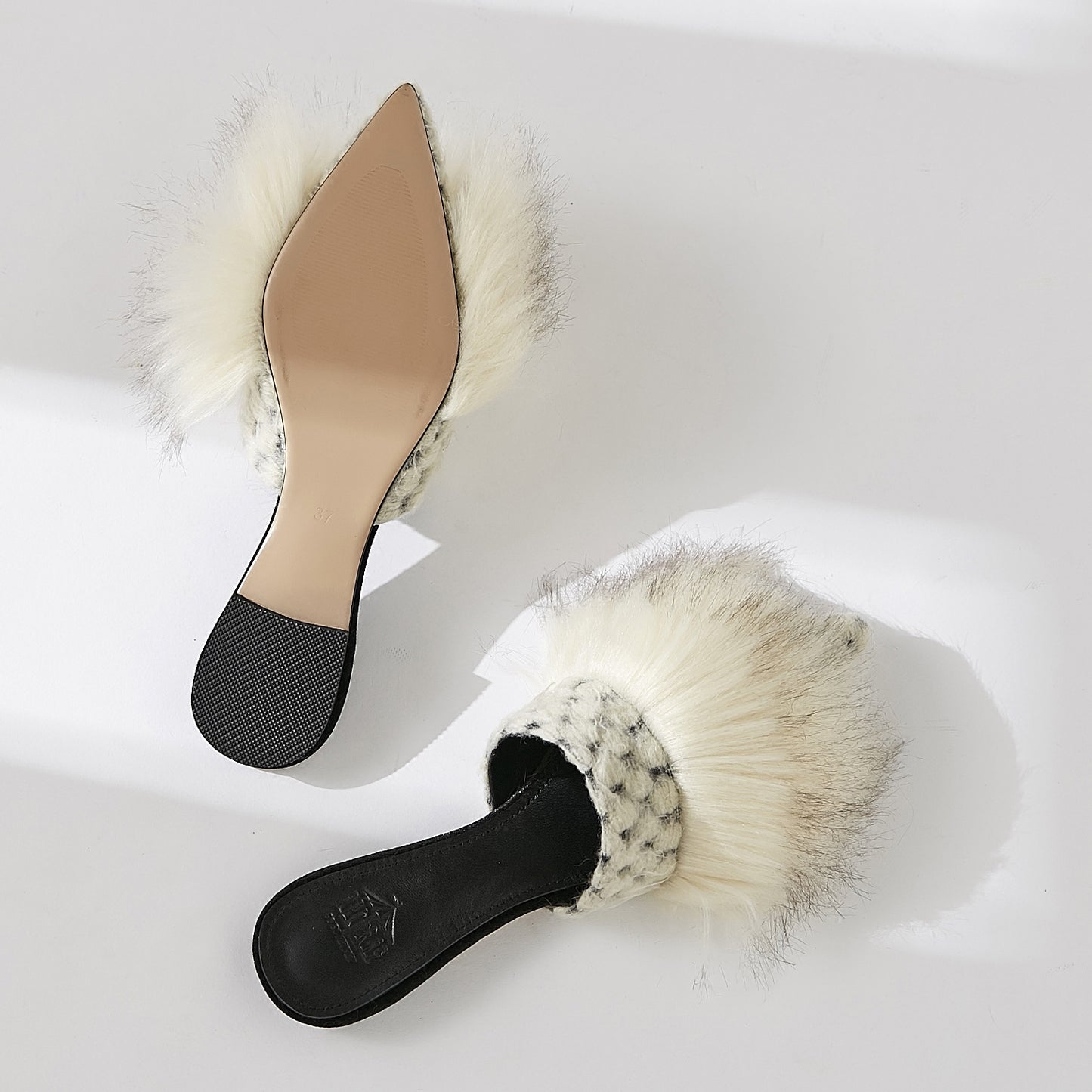 B-FEI flat furry women's slippers-ROCK.