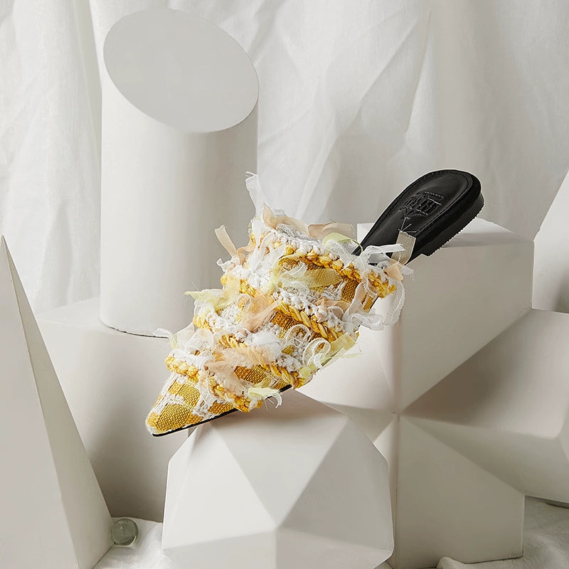 B-FEI High-end yellow oversized slip-on flat shoes-WIDIA.