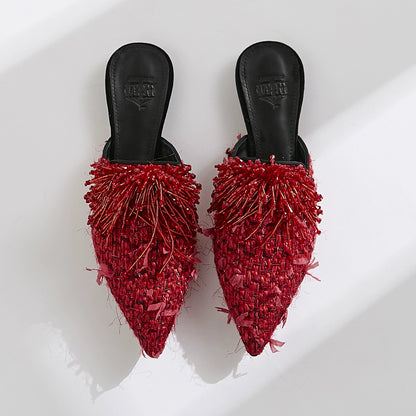 B-FEI handmade beaded little red shoes-TENN.