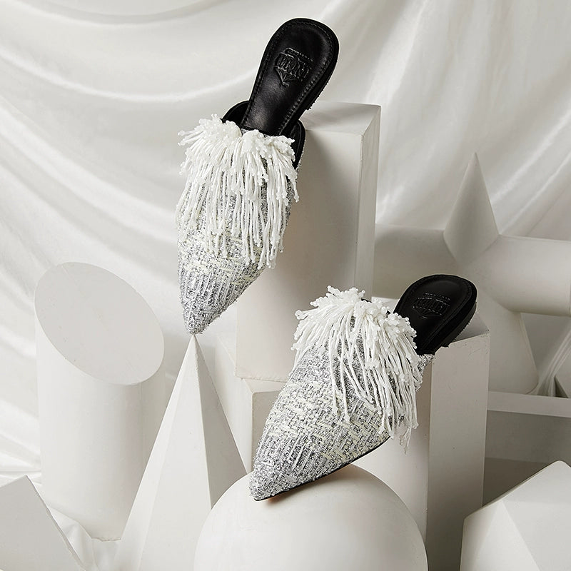 B-FEI custom white tassel tip Everest shoes-MUNP.