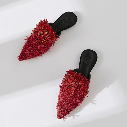 B-FEI handmade beaded little red shoes-TENN.
