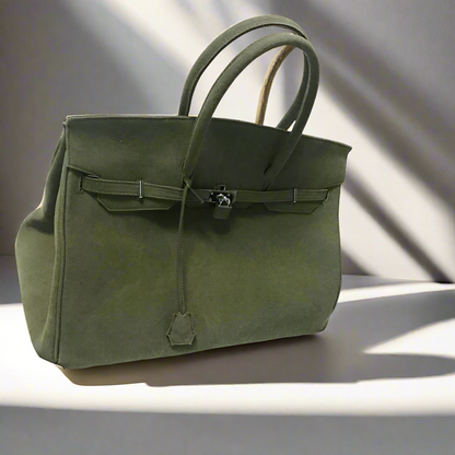 Army green Retro canvas leather tote buckle men women s weekender trav GOOD GIRL REBEL