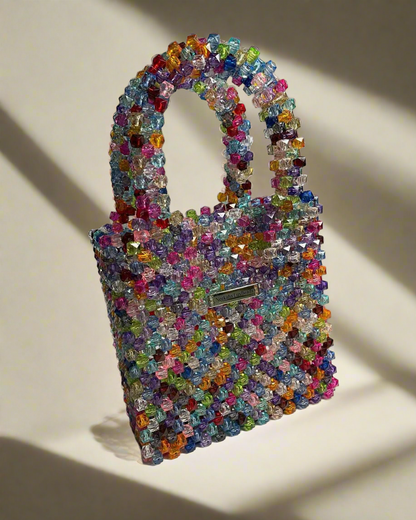Luxury Handmade multi-colored Pink purple crystal beaded purse bag - The Nelly