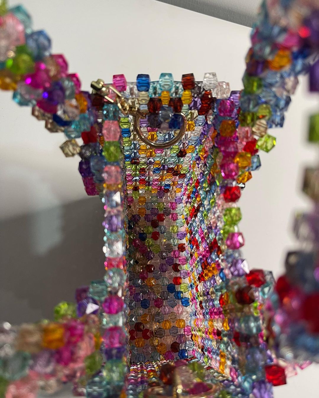 Luxury Handmade multi-colored Pink purple crystal beaded purse bag - The Nelly