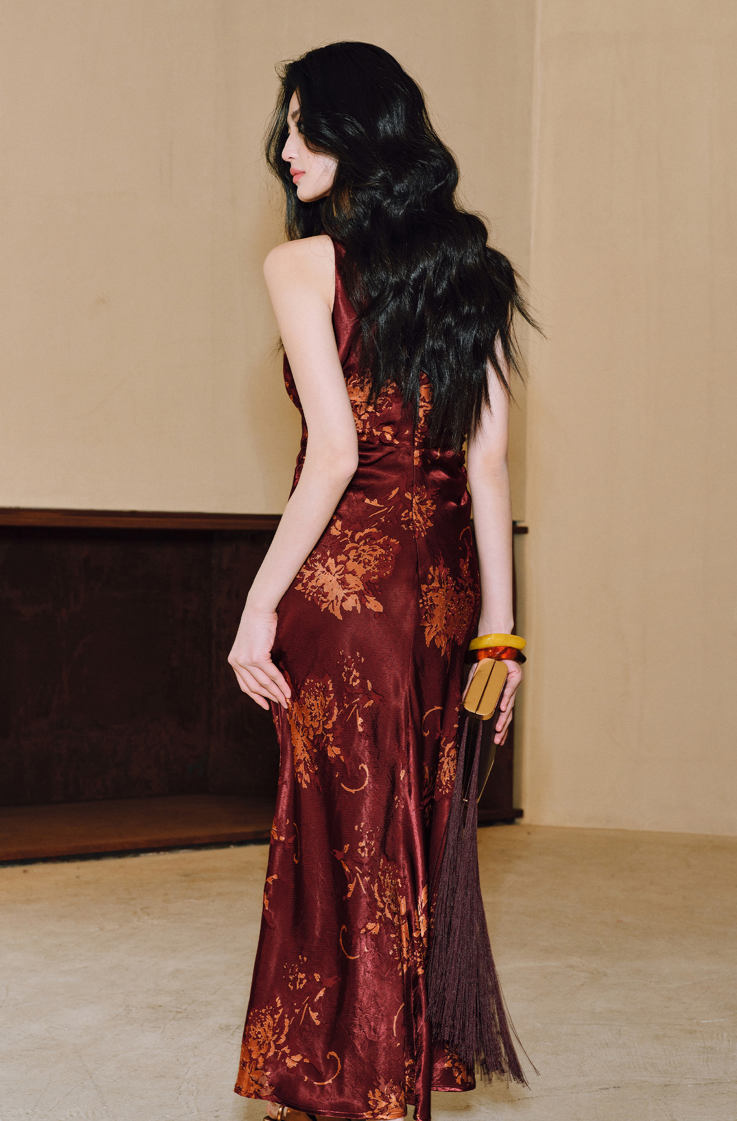 WANGXO | Mercerized Touch Silk  Sleeveless Maxi A-Hem Dress -SYRA.