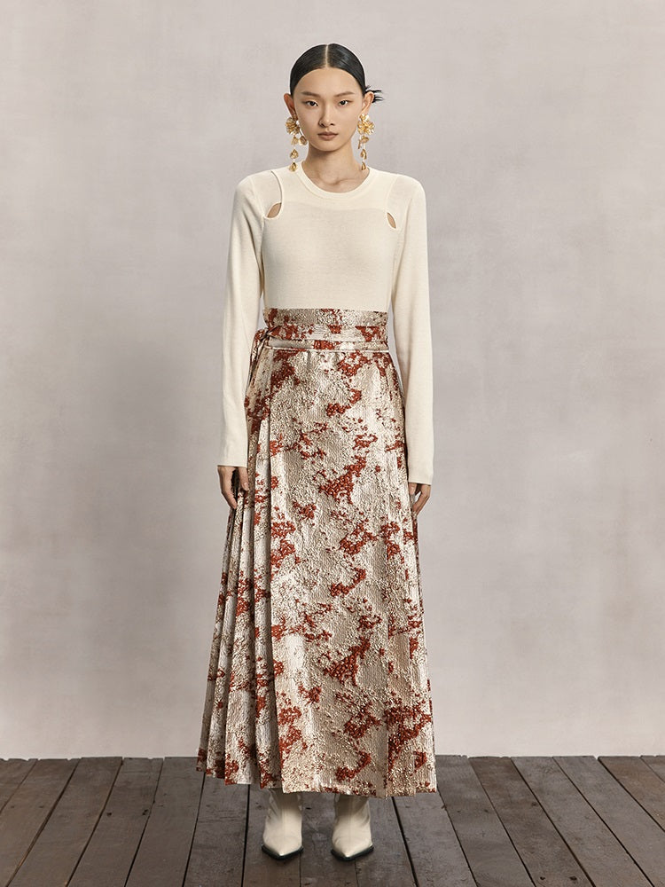 HECO Red Horse Face High Waisted Long Hanfu Skirt - offer.