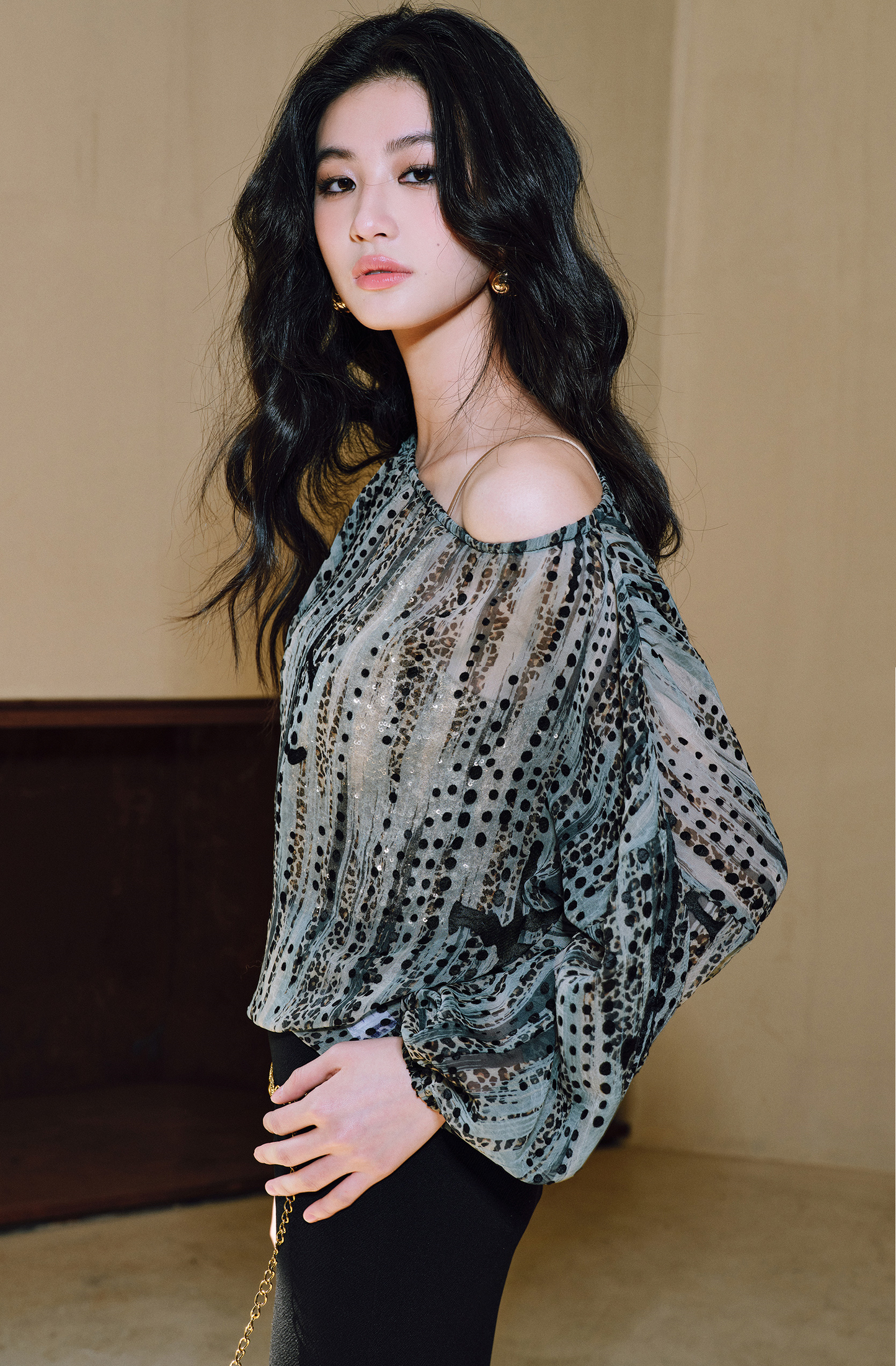 WANGXO | Sheer Silk French Retro Leopard & Polka Dot Loose Top -LYRA.