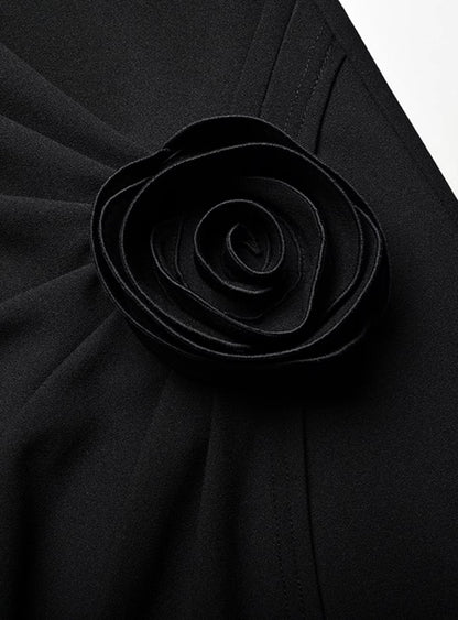 YES BY YESIR |Ye Qian 3D Floral Slit Dress with Sculpted Petals & Statement Grace-AMARIEL.