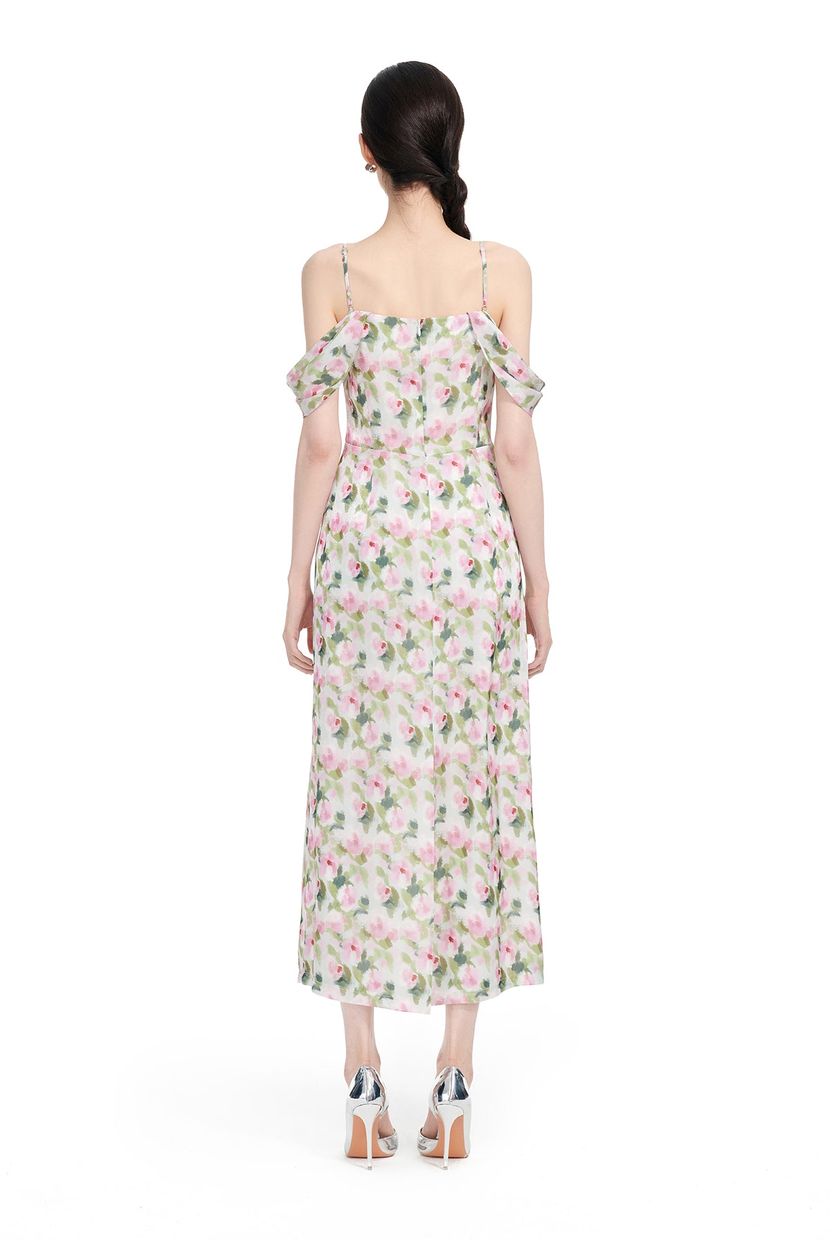 YES BY YESIR | Ye Qians 2025 Monet Garden Dream Painterly Slip Dress with Delicate Florals -ARLETTA.