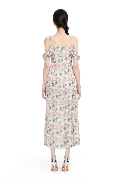 YES BY YESIR | Ye Qians 2025 Monet Garden Dream Painterly Slip Dress with Delicate Florals -ARLETTA.
