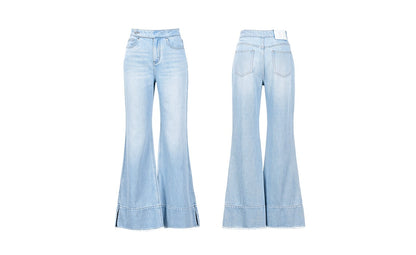YES BY YESIR | Ye Qians Raw-Slit Bell Bottom Jeans with Sculpted Retro Flair-ARSENIA.