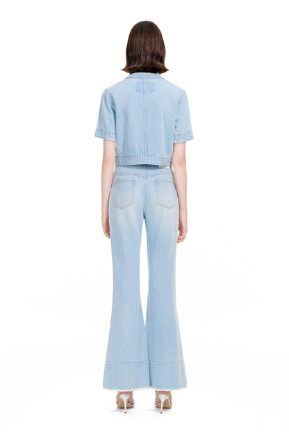 YES BY YESIR | Ye Qians Raw-Slit Bell Bottom Jeans with Sculpted Retro Flair-ARSENIA.