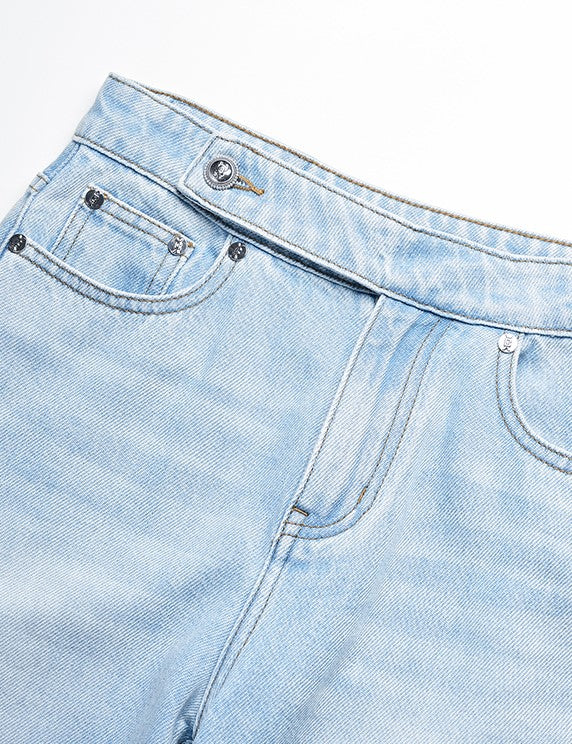 YES BY YESIR | Ye Qians Raw-Slit Bell Bottom Jeans with Sculpted Retro Flair-ARSENIA.