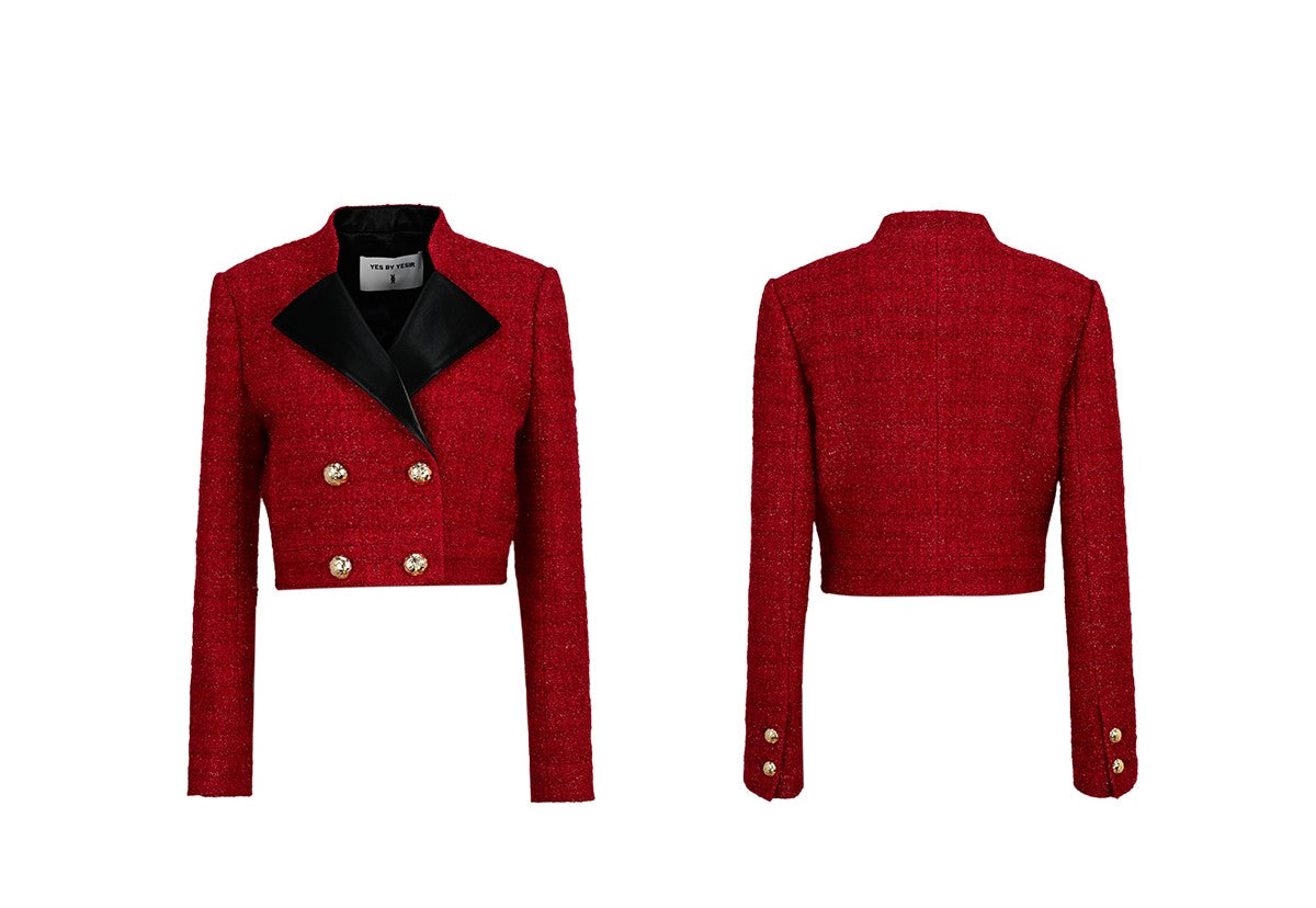 YES BY YESIR Sheep Wool Short Red Jacket - ATTENT.