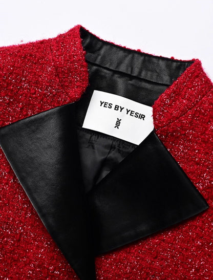 YES BY YESIR Sheep Wool Short Red Jacket - ATTENT.
