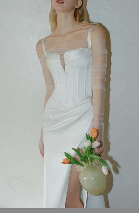 GOUDIN white design light luxury evening fairy travel dress-SEMS.