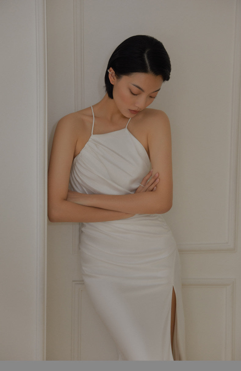 GOUDIN light luxury banquet evening high-end light dress-OLIVE.