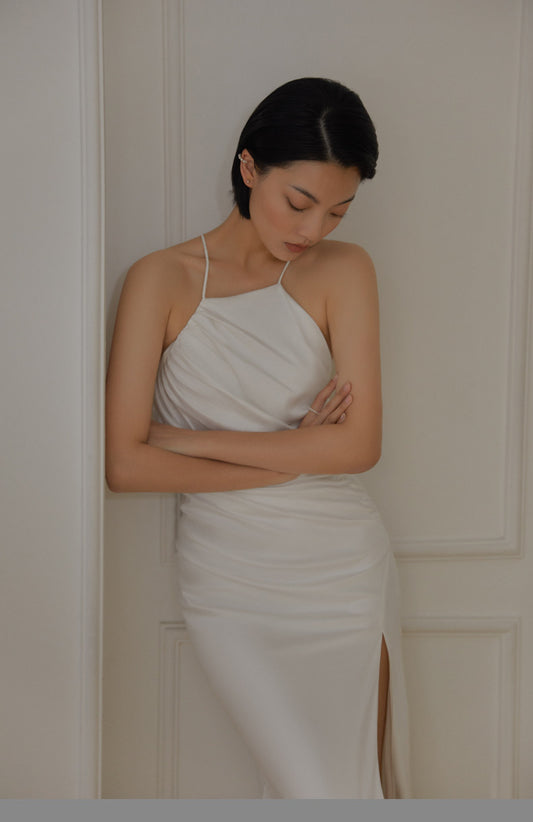 GOUDIN light luxury banquet evening high-end light dress-OLIVE.
