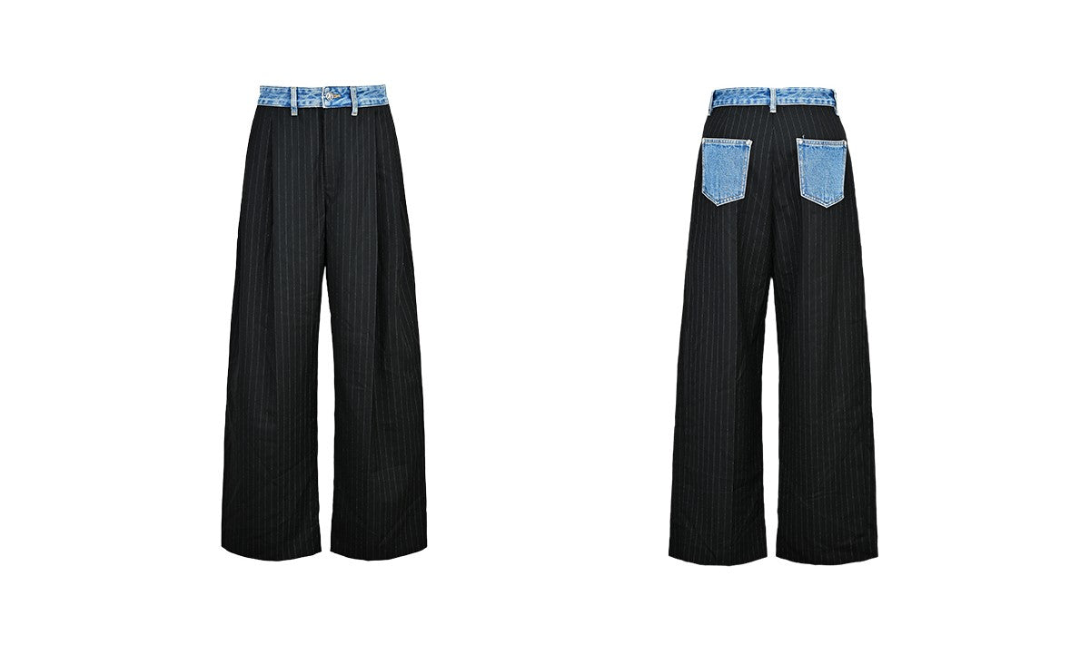 YES BY YESIR  deconstructed collar vertical striped pant suit - BLUSH.