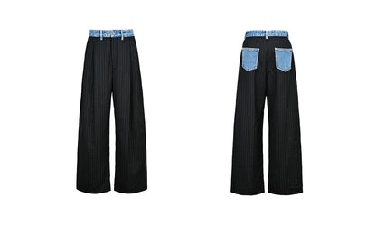 YES BY YESIR  deconstructed collar vertical striped pant suit - BLUSH.