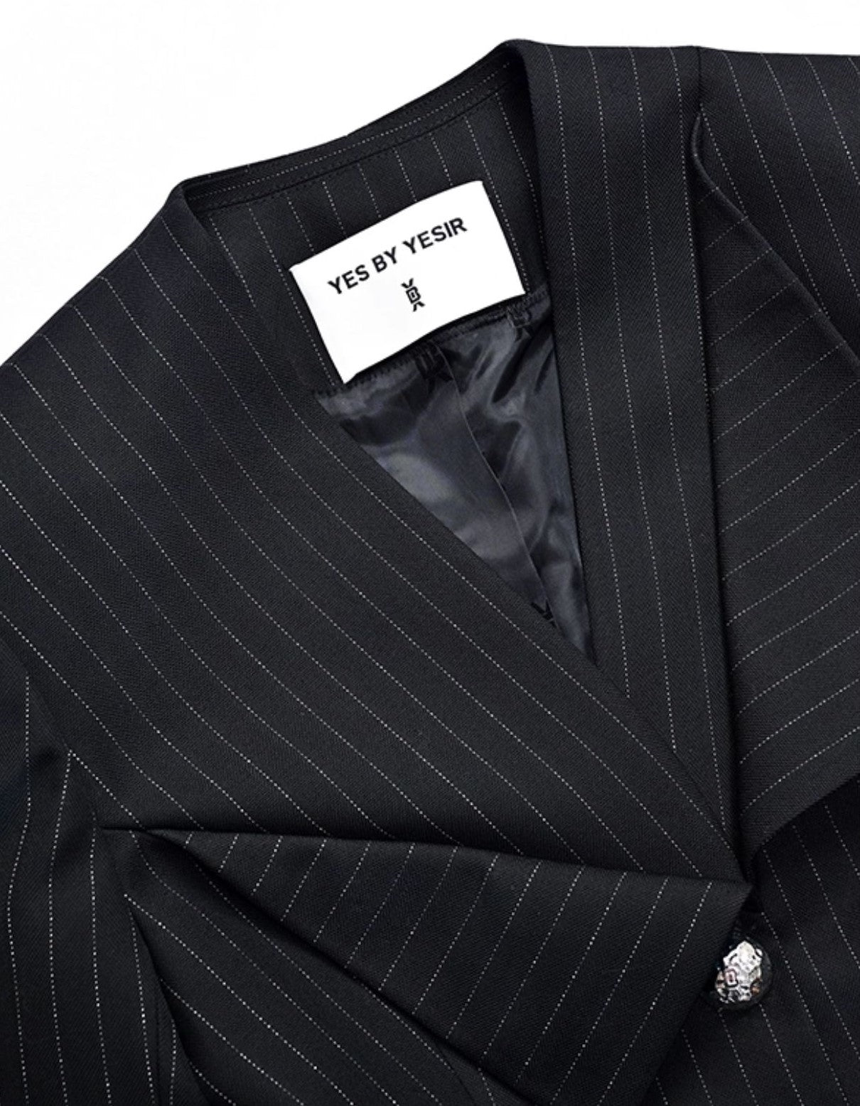 YES BY YESIR  deconstructed collar vertical striped pant suit - BLUSH.