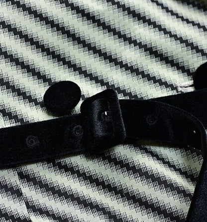 YES BY YESIR  black and white striped patchwork suit dress - BUZZ.