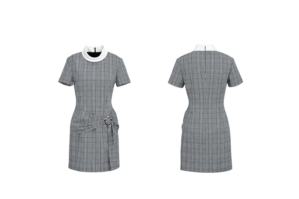 YES BY YESIR | Ye Qians Classic Check Dress with Loop Knot  -CAMELLIA.