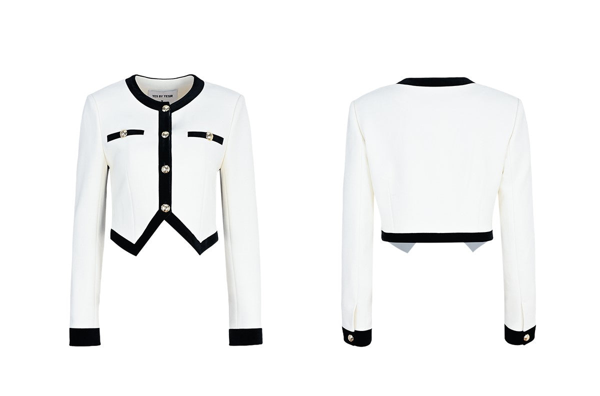 YES BY YESIR Luxury Contrast Short Jacket and Pant Set - CIRCLE.