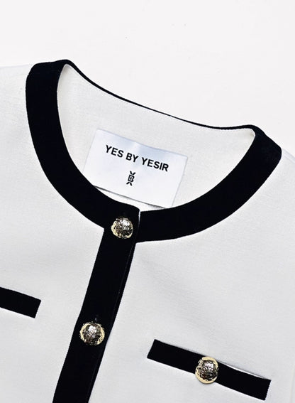 YES BY YESIR Luxury Contrast Short Jacket and Pant Set - CIRCLE.