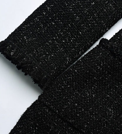 YES BY YESIR Extra-long V-Neck Tweed Coat Dress - COLE.