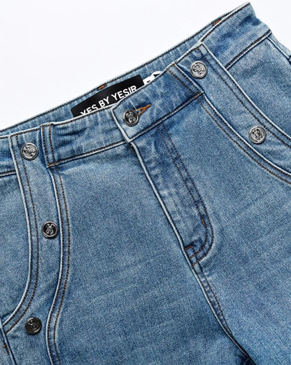 YES BY YESIR Six-Button Horseshoe Bootcut Jeans - COLLIDE.