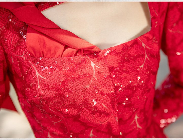 Magic Q gorgeous luxury red lace cutout autumn jacket- Imo