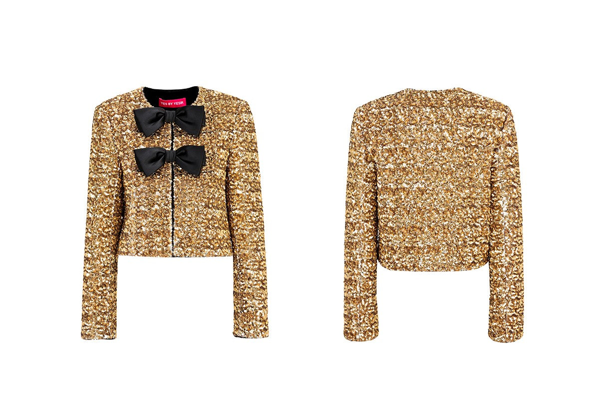 YES BY YESIR  bow decoration loose short skirt suit set - DECO